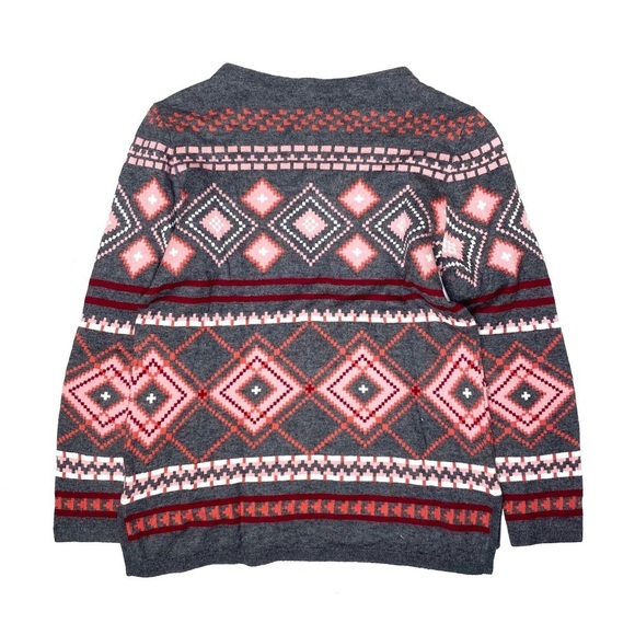 Talbots Lambs Wool Print Funnelneck Print Sweater Gray L - Picture 4 of 5